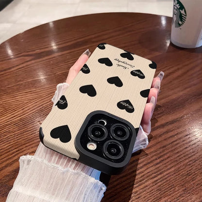 Love Heart Silicone Leather iPhone Case Stylish Shockproof Cover