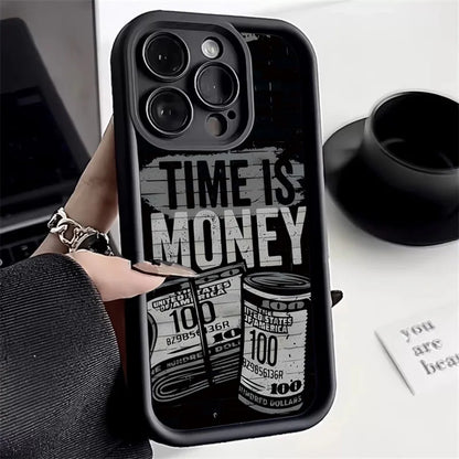 Time Is Money Printed iPhone Case Soft Shockproof Cover