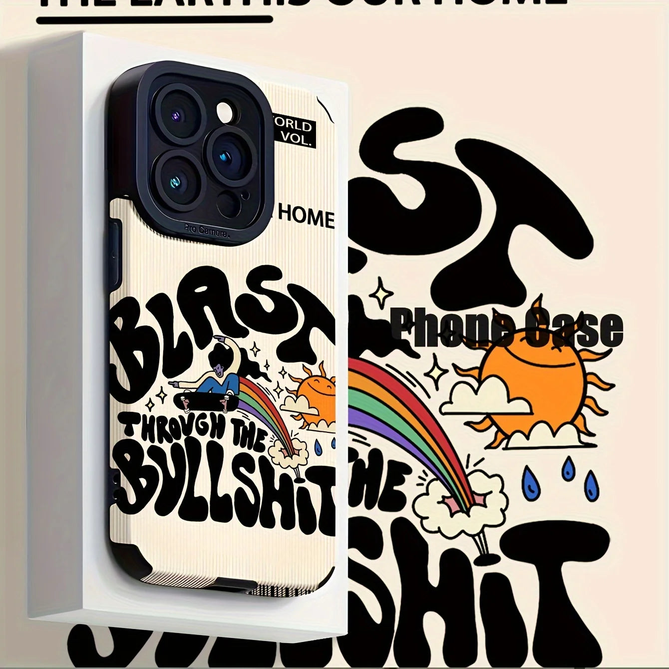 Rainbow Sun Retro iPhone Case Shockproof TPU Cover
