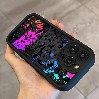 Black Graffiti Pattern iPhone Case Soft Silicone Shockproof Cover