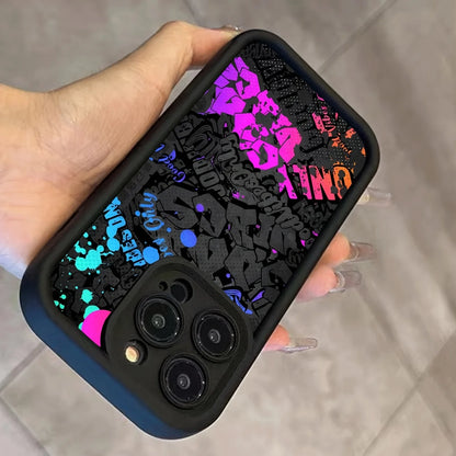 Black Graffiti Pattern iPhone Case Soft Silicone Shockproof Cover