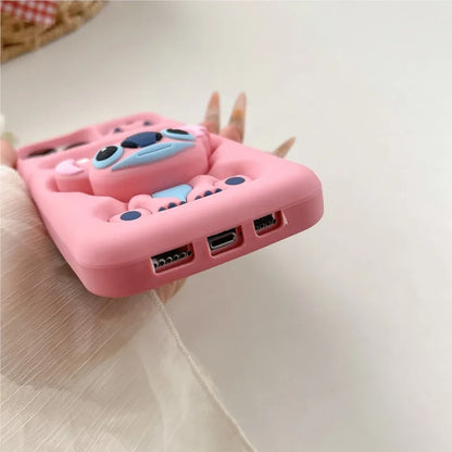 Cute 3D Stitch iPhone Case with Head Grip Soft Silicone Cover