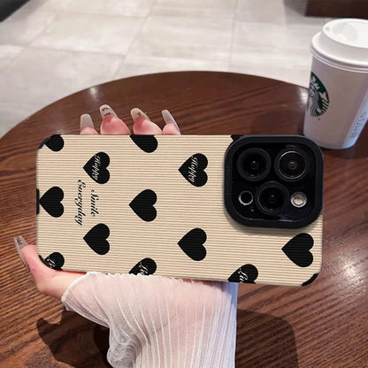 Love Heart Silicone Leather iPhone Case Stylish Shockproof Cover