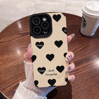 Love Heart Silicone Leather iPhone Case Stylish Shockproof Cover