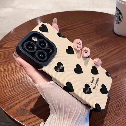 Love Heart Silicone Leather iPhone Case Stylish Shockproof Cover