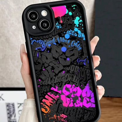 Black Graffiti Pattern iPhone Case Soft Silicone Shockproof Cover