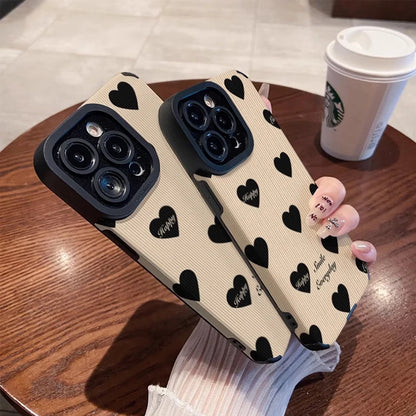 Love Heart Silicone Leather iPhone Case Stylish Shockproof Cover