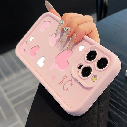 Pink Heart Smiley iPhone Case Cute Printed Soft Silicone Cover
