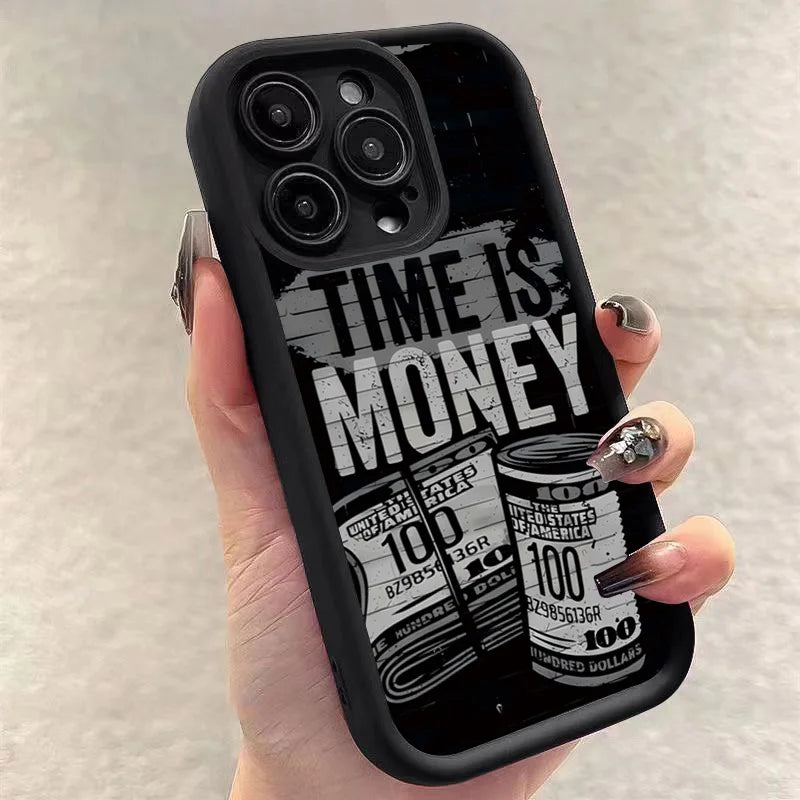 Time Is Money Printed iPhone Case Soft Shockproof Cover