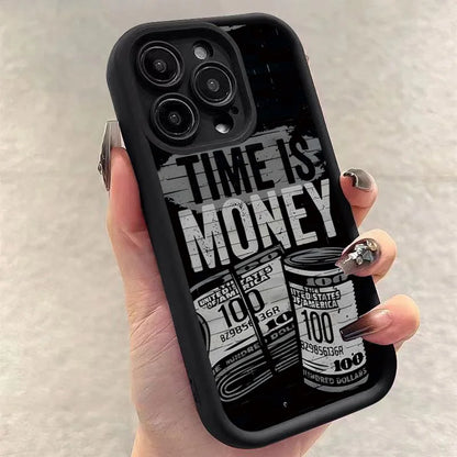 Time Is Money Printed iPhone Case Soft Shockproof Cover
