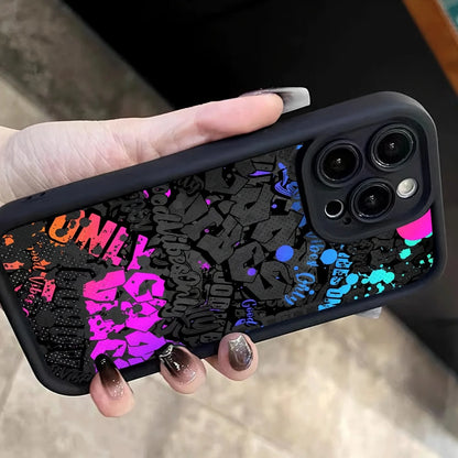 Black Graffiti Pattern iPhone Case Soft Silicone Shockproof Cover