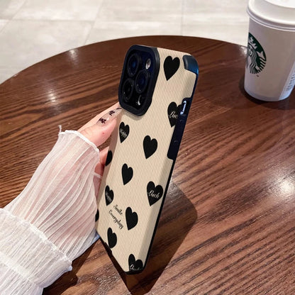 Love Heart Silicone Leather iPhone Case Stylish Shockproof Cover