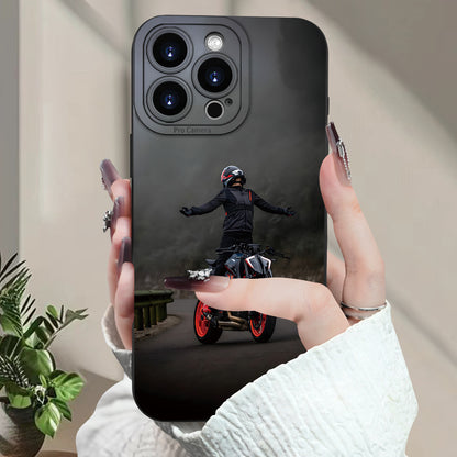 Motorcycle Boy Black Shockproof iPhone Case Creative Design Cover