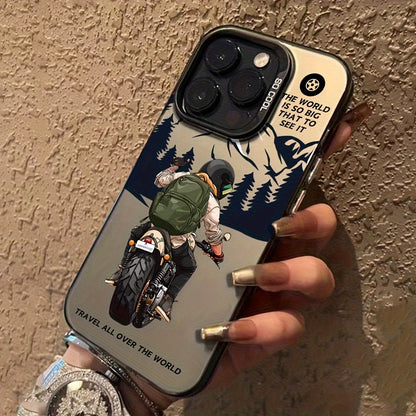 Trendy Motorcycle Pattern iPhone Case Shockproof Cover