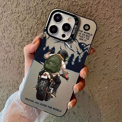Trendy Motorcycle Pattern iPhone Case Shockproof Cover