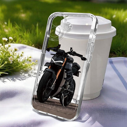 Black Motorcycle Pattern iPhone Case Shockproof TPU Cover