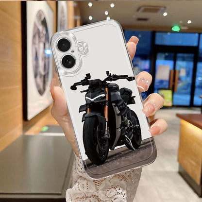 Black Motorcycle Pattern iPhone Case Shockproof TPU Cover