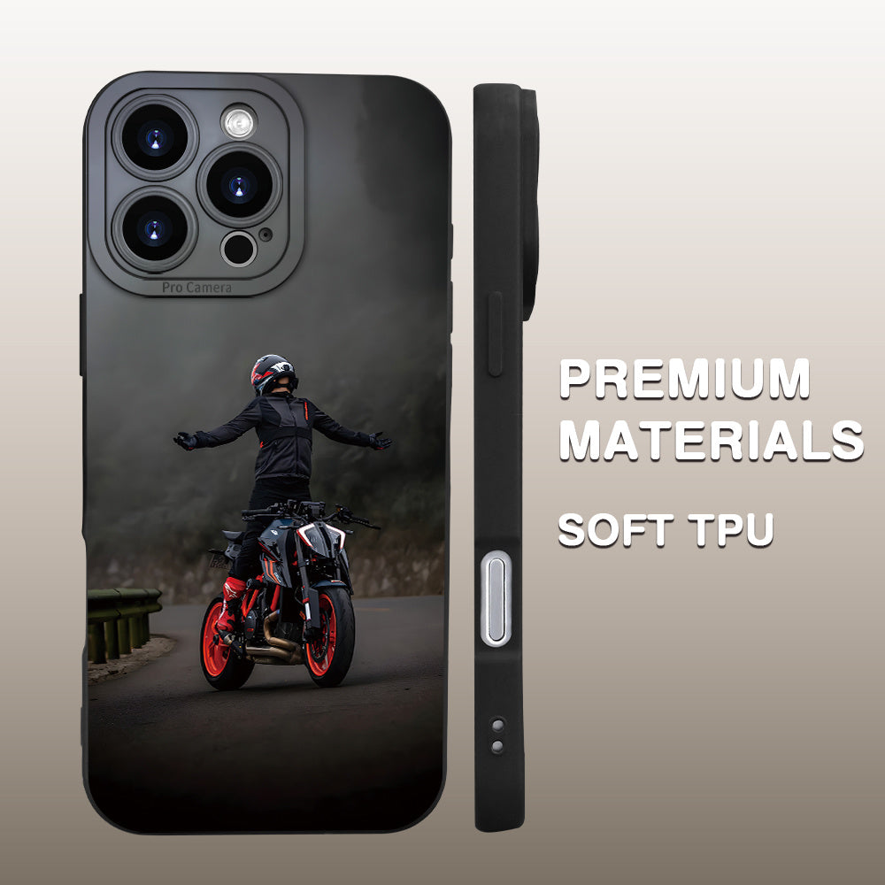 Motorcycle Boy Black Shockproof iPhone Case Creative Design Cover