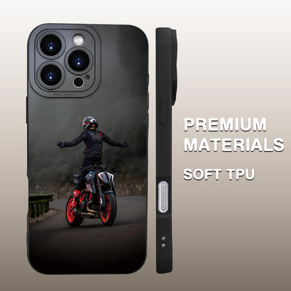 Motorcycle Boy Black Shockproof iPhone Case Creative Design Cover