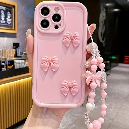 Pink 3D Bow Bracelet  iPhone Case Shockproof Cover