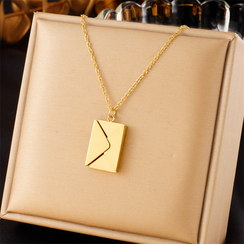 18K Gold Plated Love Letter Envelope Pendant Necklace