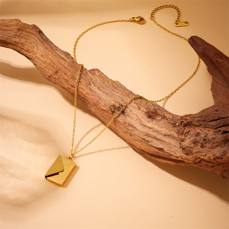 18K Gold Plated Love Letter Envelope Pendant Necklace