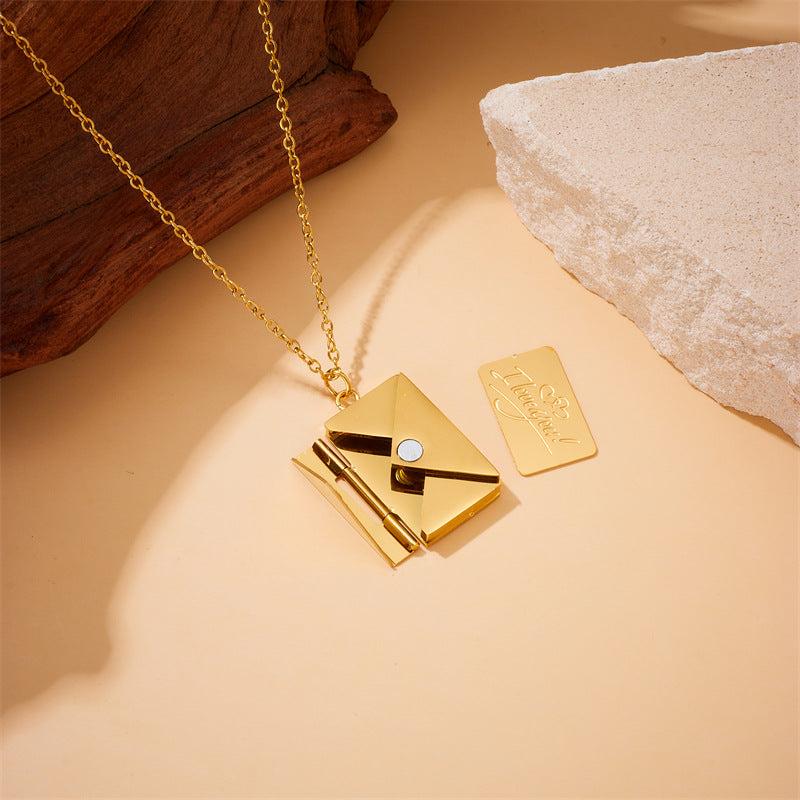 18K Gold Plated Love Letter Envelope Pendant Necklace