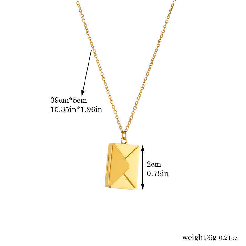 18K Gold Plated Love Letter Envelope Pendant Necklace