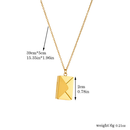 18K Gold Plated Love Letter Envelope Pendant Necklace