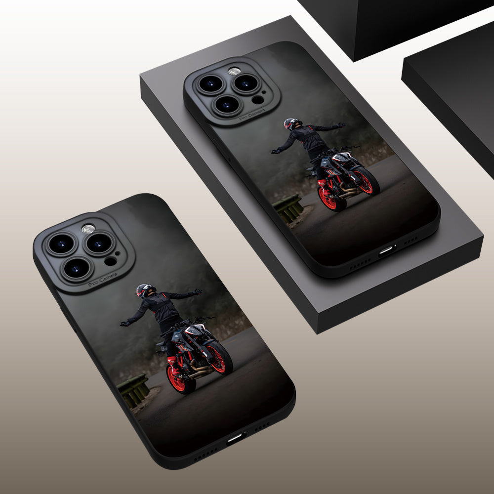 Motorcycle Boy Black Shockproof iPhone Case Creative Design Cover