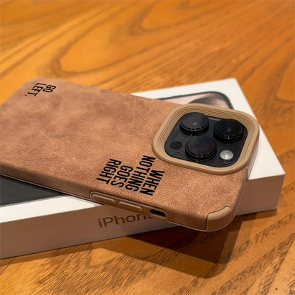 Stylish Black English Faux Leather iPhone Case Shockproof Cover