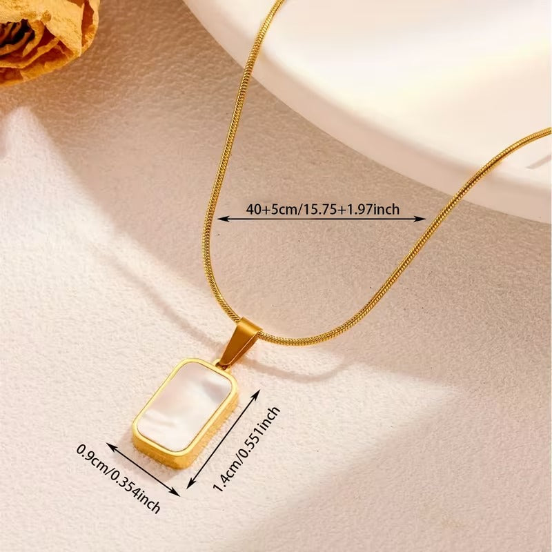 Double Color Rectangle Pendant Necklace