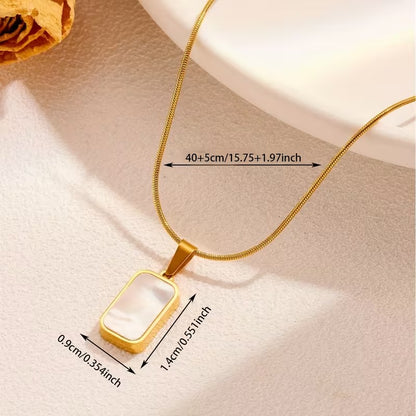 Double Color Rectangle Pendant Necklace