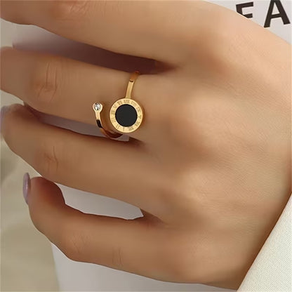 Roman Numeral Black Center Ring