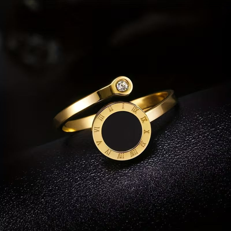 Roman Numeral Black Center Ring