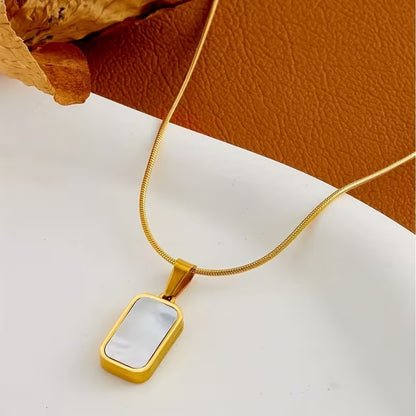 Double Color Rectangle Pendant Necklace