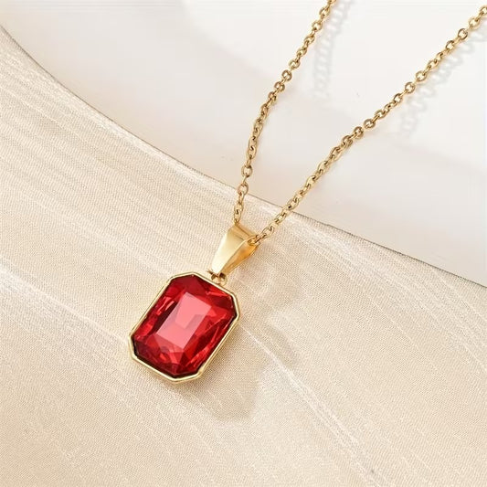 Red Gemstone Pendant Necklace