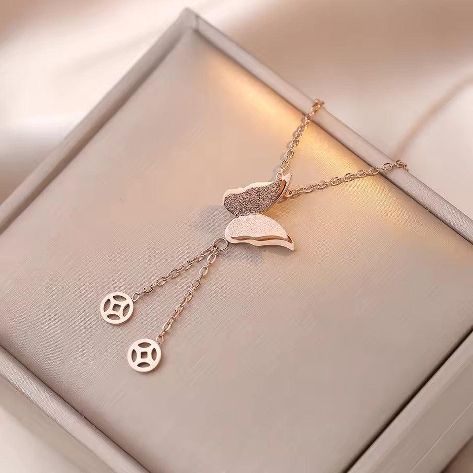 Elegant Double Drop Pendant Necklace