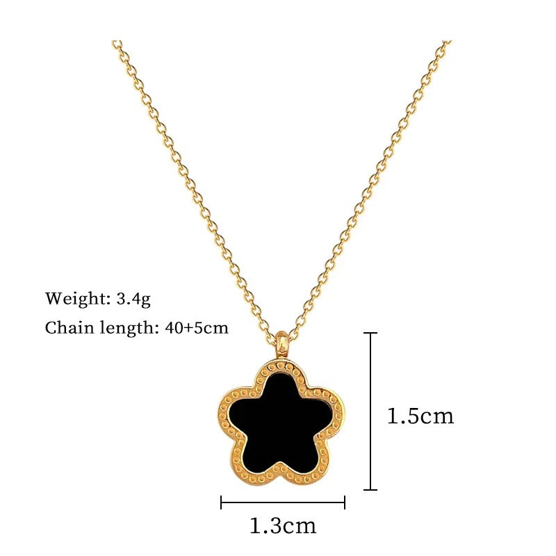 Double Color Clover Flower Pendant Necklace