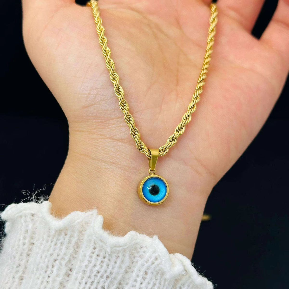 Blue Evil Eye Pendant Necklace