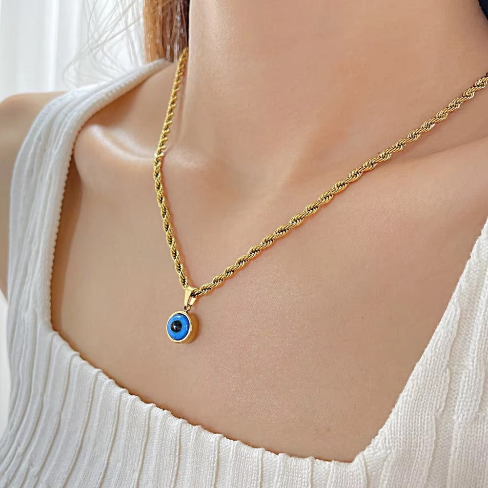 Blue Evil Eye Pendant Necklace