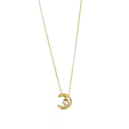Crescent Moon Crystal Pendant Necklace