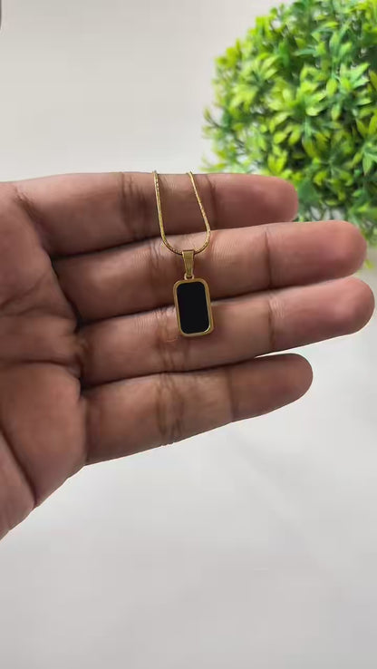 Double Color Rectangle Pendant Necklace