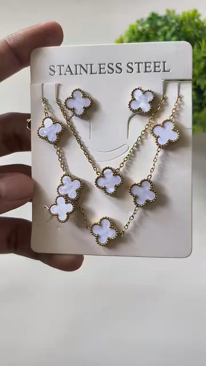 White Clover Charm Necklace