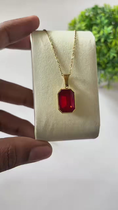 Red Gemstone Pendant Necklace