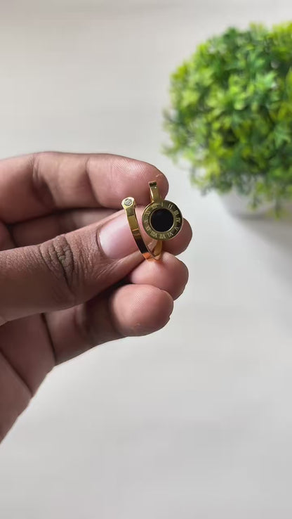 Roman Numeral Black Center Ring